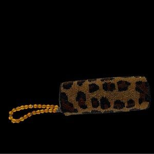 Gorgeous Beaded Leopard Wristlet ~ Used